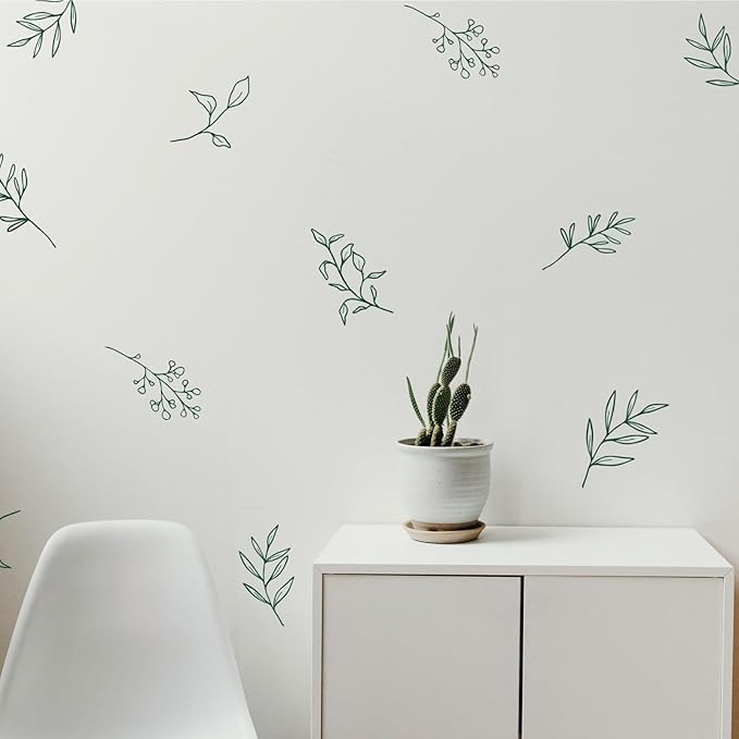 Botanical Leaves Wall Decals Flowing Leaves Modern Wall Decor Nursery Decor Leaf Wall Stickers Removable Vinyl Decals