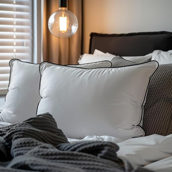 Luxury All Hungarian Goose Down Pillows Queen Size,Soft and Support Down Bed Pillow for Back,Side,Stomach Sleepers,480 Thread Count 100% Cotton Shell,Queen Size Soft Pillow 2 Pack 20"x28"