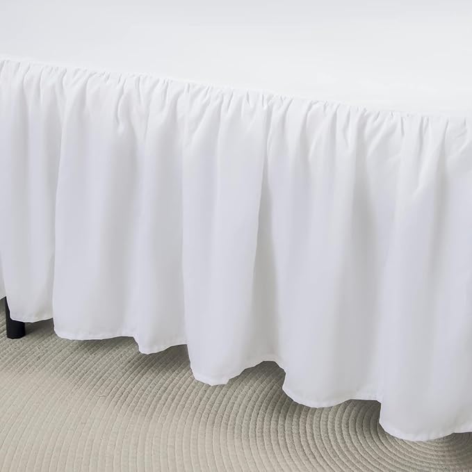 Bed Skirt Twin Size Ruffled Bed Skirt with Split Corners, 12 Inch Drop Dust Ruffle Bed Skirt with Platform, White