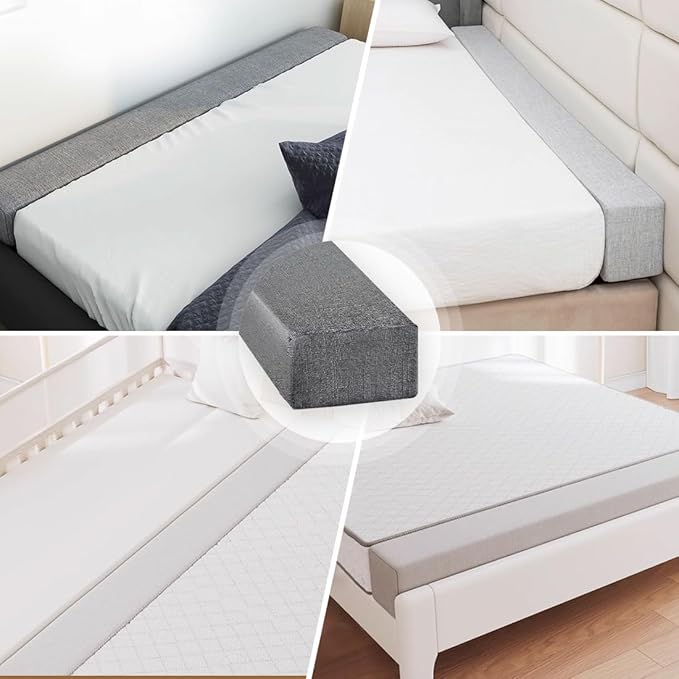Bed Gap Filler,High-Density Bed Crack Filler with Removable Cover,Mattress Extender for Headboard Gap,Spacer Filler Between Mattress and Wall,Bed Wedge Gap Filler,Full Size,Dark Gray,60"x2"x6"