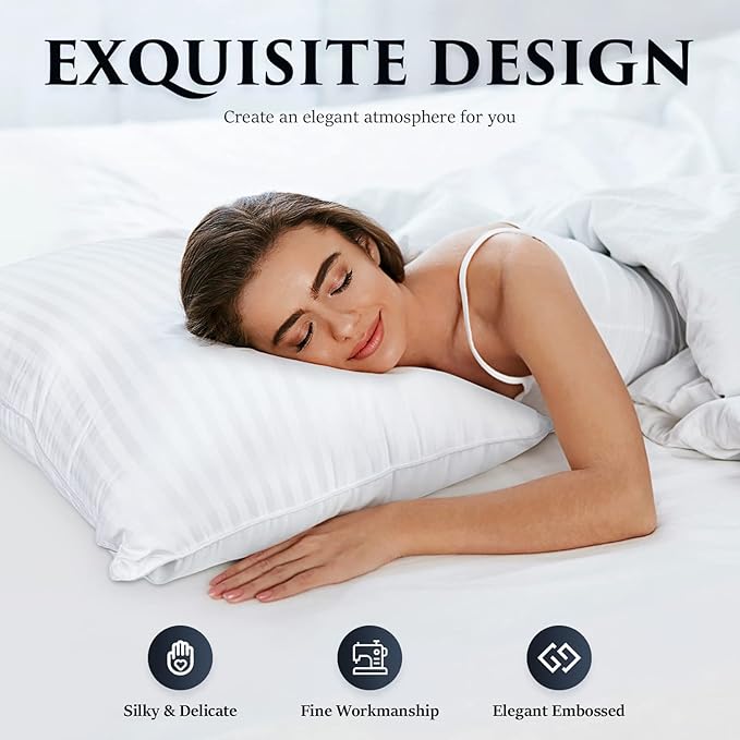 COZSINOOR Bed Pillows Queen Size: Hotel Quality Set of 2 - Down Alternative Microfiber Filled for Back, Stomach, Side Sleepers, Breathable & Skin-Friendly