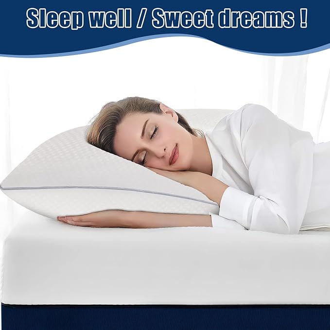 Bed Pillows for Sleeping 2 Pack, Standard Size Pillows Set of 2,Down Alternative Filling, Pillow for Back, Stomach or Side Sleepers Grey