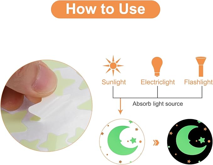 uxcell Glow Dots and Moon, Glow in The Dark Ceiling Stickers, 252 Dots Wall Decals Glowing Decal Decoration for Ceiling and Wall