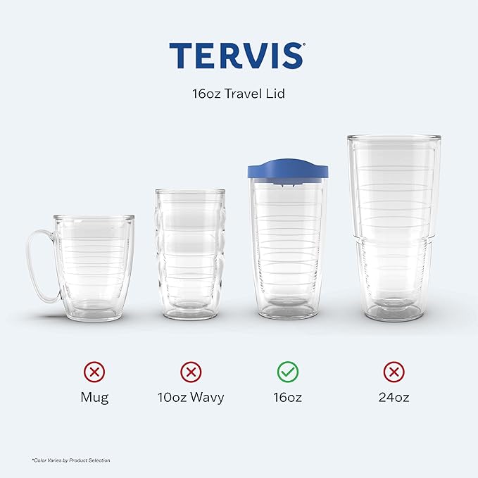 Tervis Travel Lid Made in USA Double Walled Insulated Tumbler Travel Cup Keeps Drinks Cold & Hot, Fits 16oz Tumblers, Black