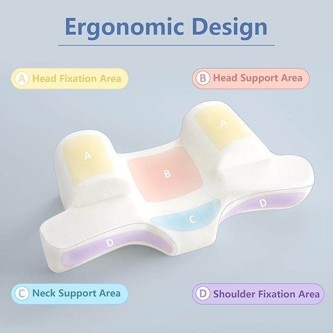 AM AEROMAX 8-Inch Wide Head Support Memory Foam Back Sleep Training Pillow - Keep Head Straight for Wrinkle Prevention, Anti-Wrinkle & Anti-Aging Beauty Pillow