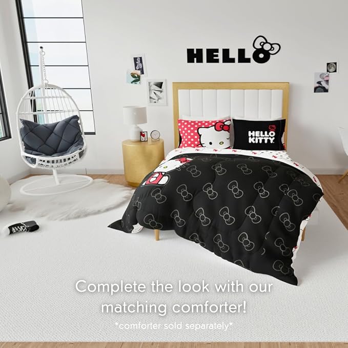Franco Collectibles Hello Kitty Polka Dot Bedding Super Soft Microfiber 4 Piece Full Sheet Set, (Officially Licensed Product)