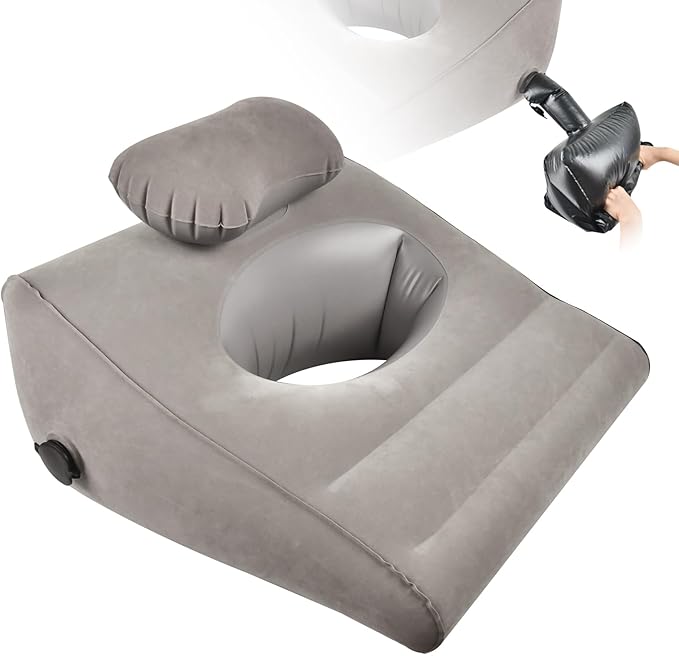 Inflatable Face Down Pillow, Prone Pillow Compressible Reading Pillow with Inflatable Bag, Bed Wedge Pillow for Reading, Sleeping, Exercise, Chin and Neck Support