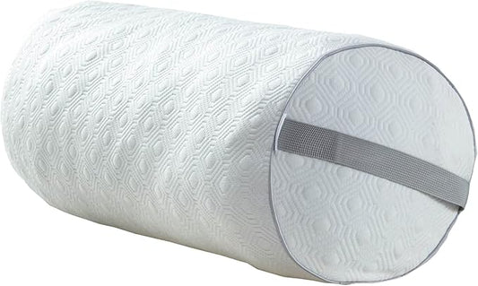 Kingnex 24x8 Adjustable Roll Bolster Pillow Under Knees for Back Sleepers to Relief Lower Back Pain Between Legs for Sleeping on Side Shredded Memory Foam Cylinder