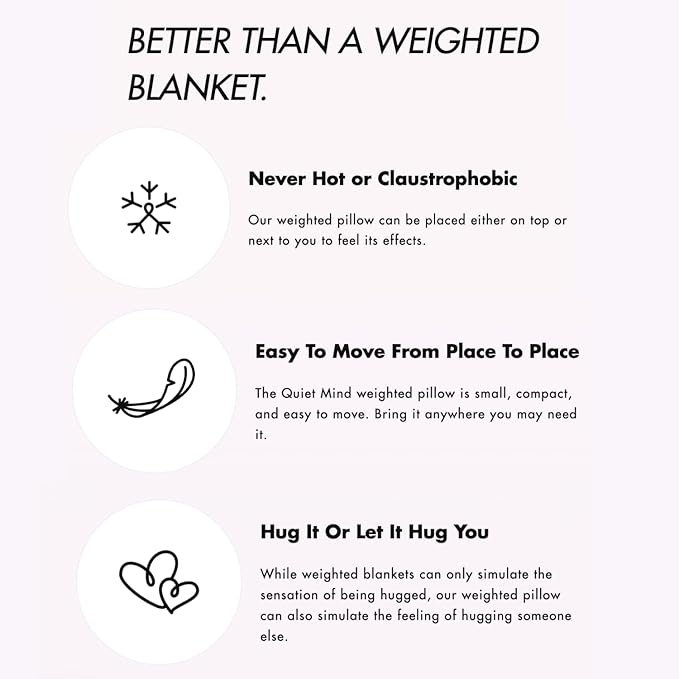 Quiet Mind The Original Weighted Pillow for Adults & Kids - (Medium, Agave Green, 9 lbs) - Weighted Body Pillow - Alternative to Weighted Blanket - Enhanced Deep Sleep and Stress Relief - Hug Pillow