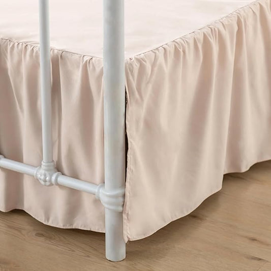 Bed Skirt Queen Size Ruffled Bed Skirts with Split Corners, 14 Inch Drop Dust Ruffle Bed Skirt with Platform, Cream, Queen- 14" Drop