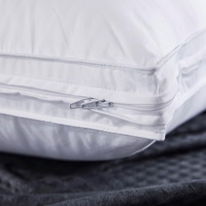 Three Geese Adjustable Layer Goose Feather Pillow,Assemblable Bed Pillow,100% Soft Organic Cotton Cover,Good for Side and Back Stomach Sleeper, Queen Size,Packaging Include 1 Pillow1