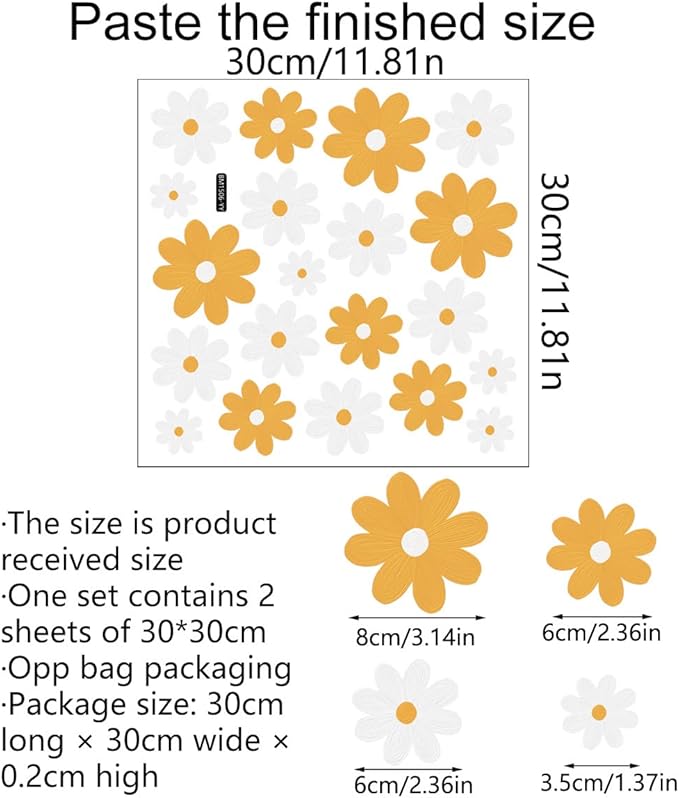 Dahlia Flower Wall Stickers for Living Room, Bedroom, Dining Room, Kitchen, Bathroom, Kids Room, Nursery