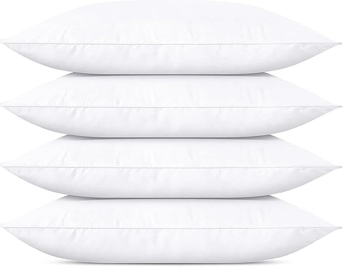 SILUI Pillows King Size Set of 4 Pack Extra Flat Thin Soft Support Hypoallergenic Plush Down Alternative Bed Pillow for Back, Stomach or Side Sleepers,20x36in