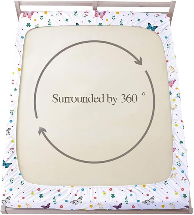 Girls Butterfly Fitted Sheet Set for Kids Teens Colorful Flowers Bed Sheet Queen Size 3D Print Dreaming Style Sheet Set 3 Piece