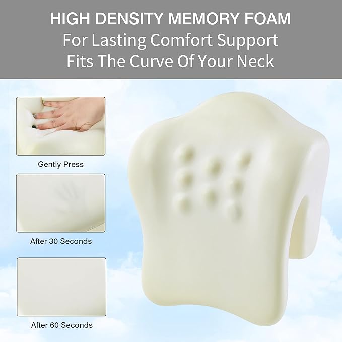BALAPET Memory Neck Support for Office Chair, Headrest Pillow for Neck Pressure Relief Improved Posture for Working Chair, Car, Sofa, Plane and Travel, Light Grey