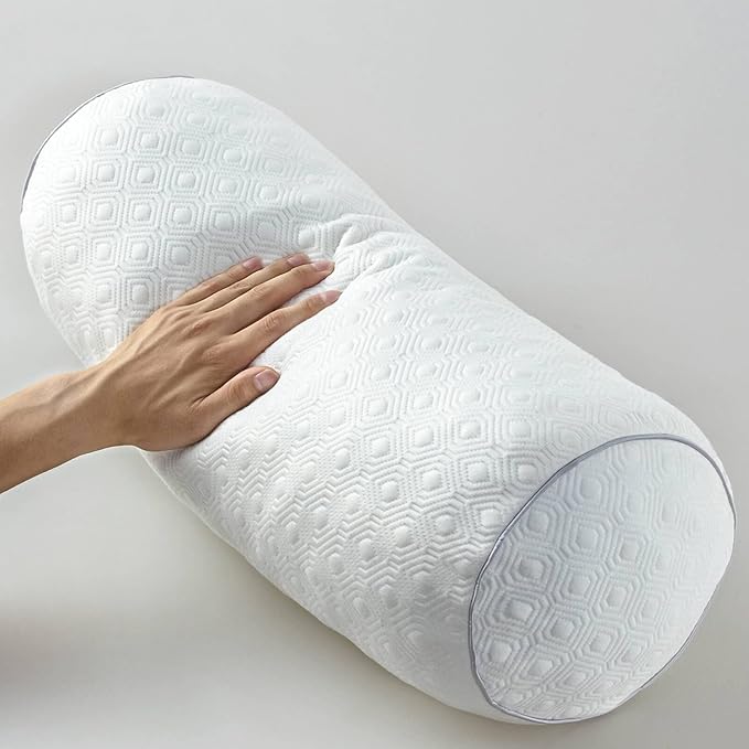 Kingnex 24x8 Adjustable Roll Bolster Pillow Under Knees for Back Sleepers to Relief Lower Back Pain Between Legs for Sleeping on Side Shredded Memory Foam Cylinder