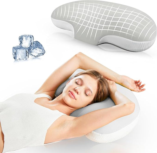 Ergonomic Memory Foam Cervical Pillow for Neck and Shoulder Pain Relief, Contour Design for Side and Back Sleepers, Orthopedic Bed Pillow with Breathable Cover, Odor-Free(Gray)