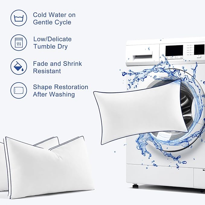 Premium Pillows Queen Size Set of 2, Fluffy and Supportive 7D Down Alternative Bed Pillows, Luxury Soft Hotel Quality Gusseted Pillow for Side Back Stomach Sleepers, Relief Neck Head and Shoulder Pain