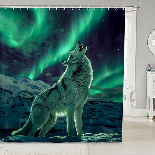 Feelyou Wolf Bath Curtain Wolves Howling Shower Curtain for Boys Girls Wolf Life Bathroom Shower Curtain Set Animal Wolves Kids Bathroom Accessories Boys Wolf 72"x78"