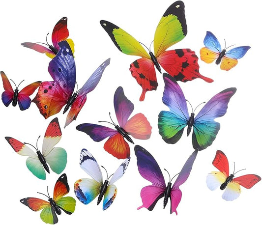 uxcell 120Pcs 3D Beautiful Butterfly Removable DIY Wall Stickers for Bedroom Living Room TV Background Decorations, Rainbow