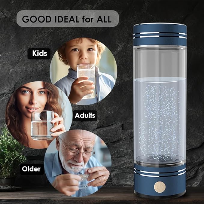Hydrogen Water Bottle Maker Machine Hydrogen Water Generator Ionizer with SPE and PEM Technology 17oz Dantin Blue