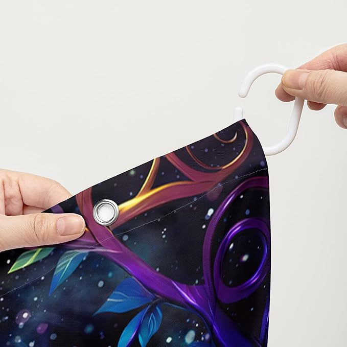 AILONEN Tree of Life Shower Curtain for Bathroom,Galaxy Starry Glowing Tree of Life Bath Curtain,Colorful Tree Shower Curtain Waterproof with 12 Plastic Hooks for Boys Girls Adults 72" W*72" H