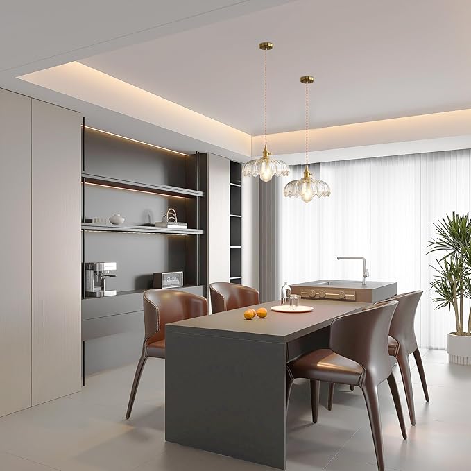 Glass Pendant Lights Kitchen Island, Vintage Pendant Light Fixtures Small Pendant Light Dining Room, Sloped Hanging Lamps for Living Room, Schoolhouse, Entryway, Foyer, E26