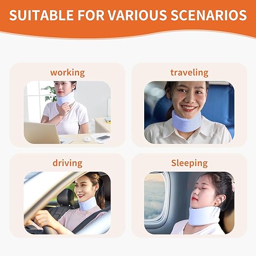 Neck Brace Soft Adjustable Neck Support Brace for Sleeping, Neck Pain and Support, Keep Vertebrae Stable and Aligned, Relief Spine Pressure, for Women & Men, Light blue (Light blue, L)