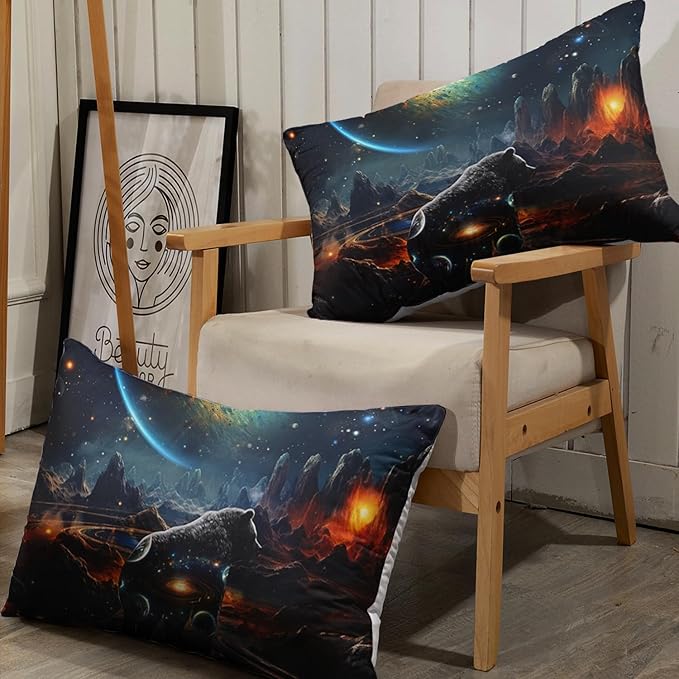 AILONEN Panther Fitted Sheet Set Twin XL Size, Galaxy Starry Planet Volcano Boys Black Bear Bed Sheet Set,3 Pieces Printed Fitted Sheet with 2 Pillowcases