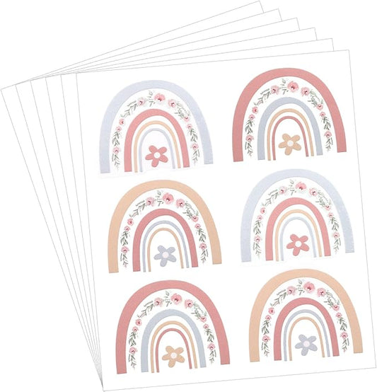 uxcell 36 Pcs (6 Sheet) Polka Dots Wall Sticker, PVC Peel and Stick Rainbow Wall Decal Sticker for Bedroom Classroom, Colorful