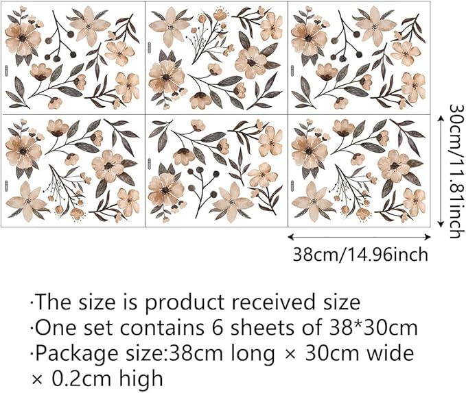 Boho Flower Wall Decals,Watercolor Flower Wall Art,Wildflower Wall Decals,Girls Bedroom Removable Wall Decals,Nursery Kids Room Decor Vinyl Murals DIY Cute Decorations (Boho Flower Wall Decals)