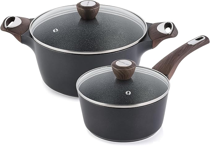 SENSARTE 4Pcs Nonstick Cookware Sets, Pots and Pans Set, 1.5QT Sauce Pan with Lid & 4.5 QT Stock Pot, Non Toxic, PFOA&PFOS Free