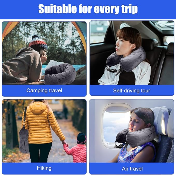 Travel Pillow Stuffable with Clothes, 7.3x31.5in Soft Plush Extra Luggage Airplane Fillable Storage Bag Transformable Neck Body Case Cover, Only Travel Pillowcase, No Filler (Gray)