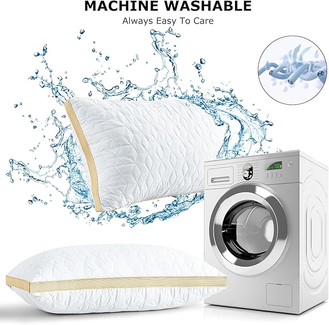 Cooling Pillows King Size Set of 2, Luxury Hotel Down Alternative King Size Pillows, Supportive Gusseted King Pillows, Medium Firm Bed Pillows for Sleeping, 2 Pack Washable King Pillows