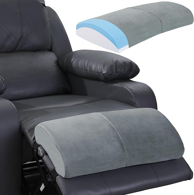 ROYALAY Recliner Leg Rest Cushion with Adjustable Straps Memory Foam Under Knee Pillow for Foot Elevation, Half Moon Leg Pillow Foldable bolster pillow for Waist Back Neck Reduce Pressure,gray