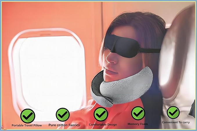 New Travel Pillow, Neck Pillow Airplane, Travel Pillows for Airplanes, Memory Foam Travel Pillow, Stowable U-Shaped Pillow
