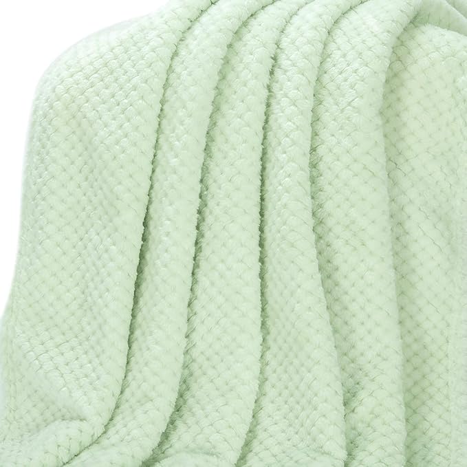 Fuzzy Throw Blanket, Plush Fleece Blankets for Adults, Toddler, Boys and Girls, Warm Soft Blankets and Throws for Bed, Couch, Sofa, Travel and Outdoor, Camping (40Wx60L, M-Pastel Green)