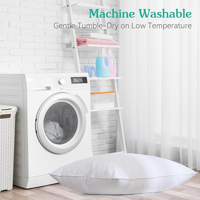 Three Geese White Goose Feather Bed Pillows Queen/Standard Size Set of 1- Soft 600 Thread Count 100% Cotton, Medium Firm,Soft Support Surround Fill Polyester,White Solid