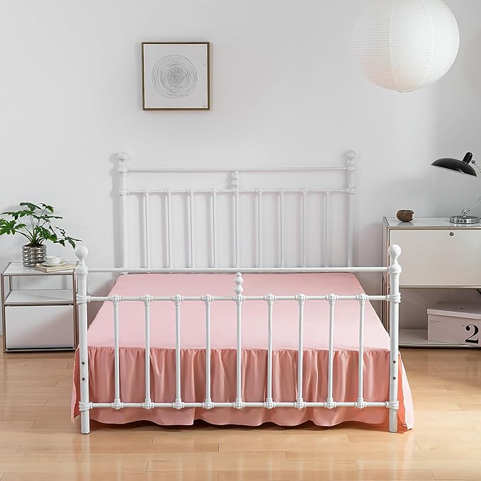 Bed Skirt King Size Ruffled Bed Skirt with Split Corners,16 Inch Drop Dust Ruffle Bed Skirt with Platform, 16 Inch, Blush, King Size