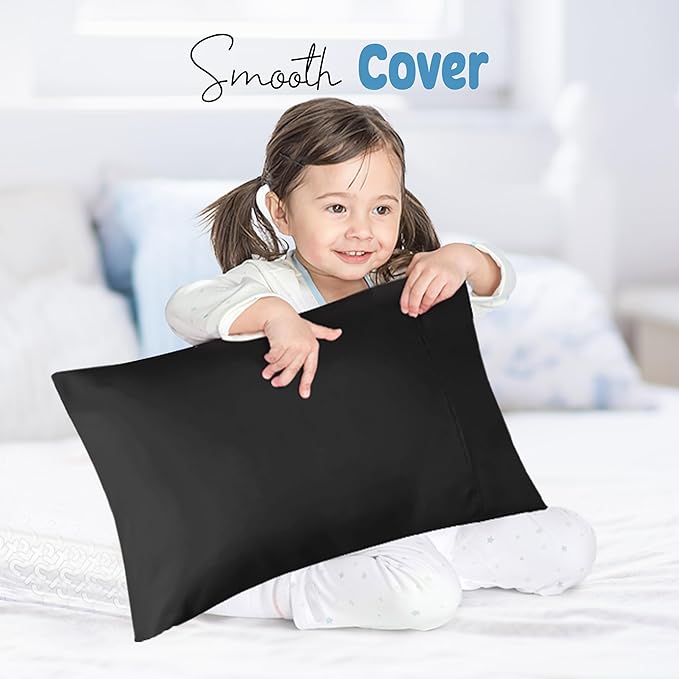 Utopia Bedding Toddler Pillow Cases - 2 Pack - Envelope Closure - Soft Brushed Microfiber Fabric - Shrinkage and Fade Resistant Pillow Covers 14 X 20 Inches (Toddler, Black)