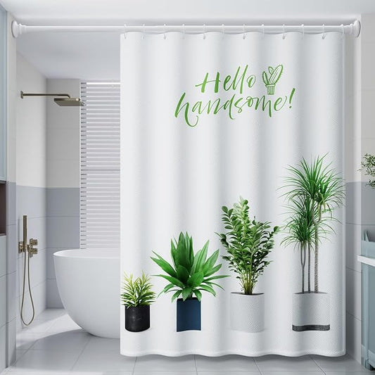 Potted Plants Shower Curtain for Bathroom Decor, Shower Curtain Liner 70.8" x 78.7" Waterproof Polyester Fabric Plant Shower Curtain Art Bath Curtain with 12 Hooks