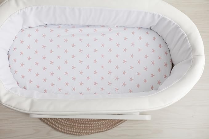 Ely's & Co. Bassinet Sheet 100% Jersey Cotton 2 Pack for Baby Girl-Dusty Rose and Mauve Pink Stars