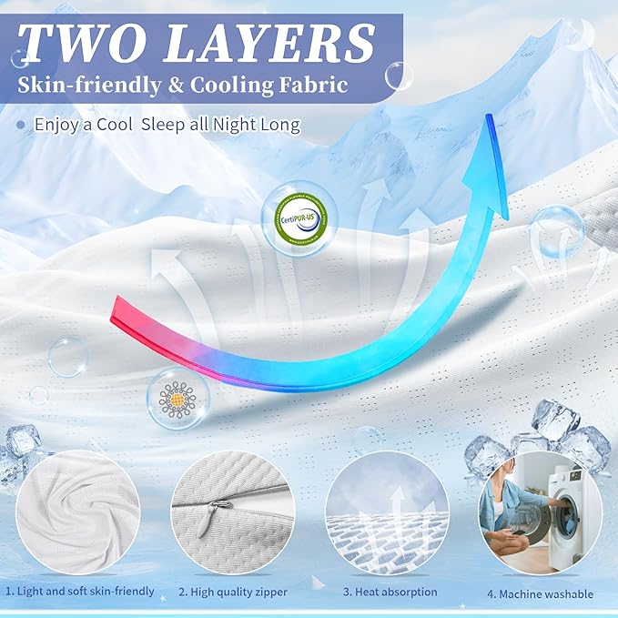 Cervical Neck Pillow for Neck and Shoulder, Side Sleeper Pillow for Adults, Neck Pillow, Orthopedic Contour Memory Foam Pillows for Side Back & Stomach Sleepers with Cooling Pillowcase