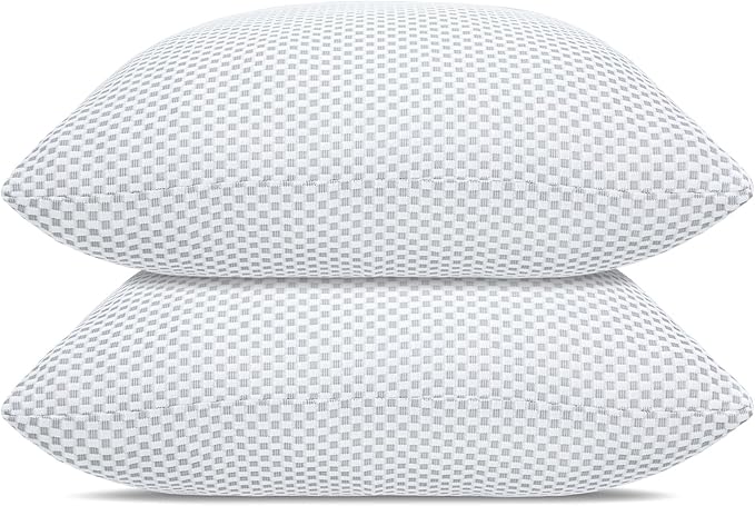 Shredded Memory Foam Pillows, Queen Size Bed Pillows for Sleeping 2 Pack,Washable Removable Cover,Pillows Suitable for Stomach,Back and Side Sleepers.