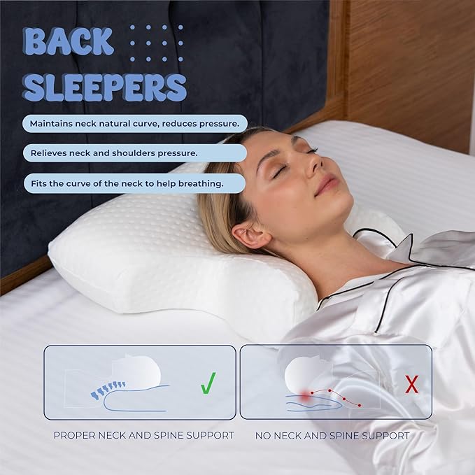Dual Side Beauty Pillow. 2 in 1 Anti Aging and Anti Wrinkle and Face Pillow. Memory Foam for Neck and Shoulder Pain. Cervical Support. for Back and Side Sleepers. (BP)