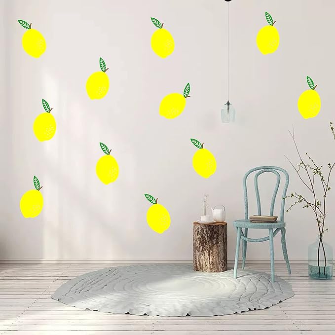 Lemon Wall Decals Lemon Sticker Modern Decals for Bedroom Living Room Kitchen Kids Room Wall Decor Hand Drawn Decal Nursery Wall Decor Y51 (Yellow)
