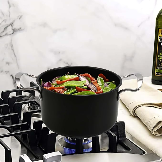 Induction Pots and Pans, Stainless Steel cookeware set 6pcs With Lid, Induction Cookware For Oven & Dishwasher Safe