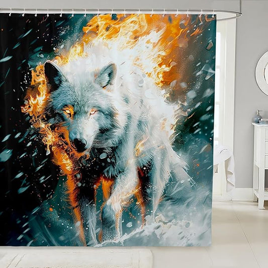 Feelyou Wolf Bathroom Shower Curtain Set Wolves Howling Bath Curtain Animal Wolves Shower Curtain Wolf Life Kids Bathroom Accessories Wild Animal 72"x84"
