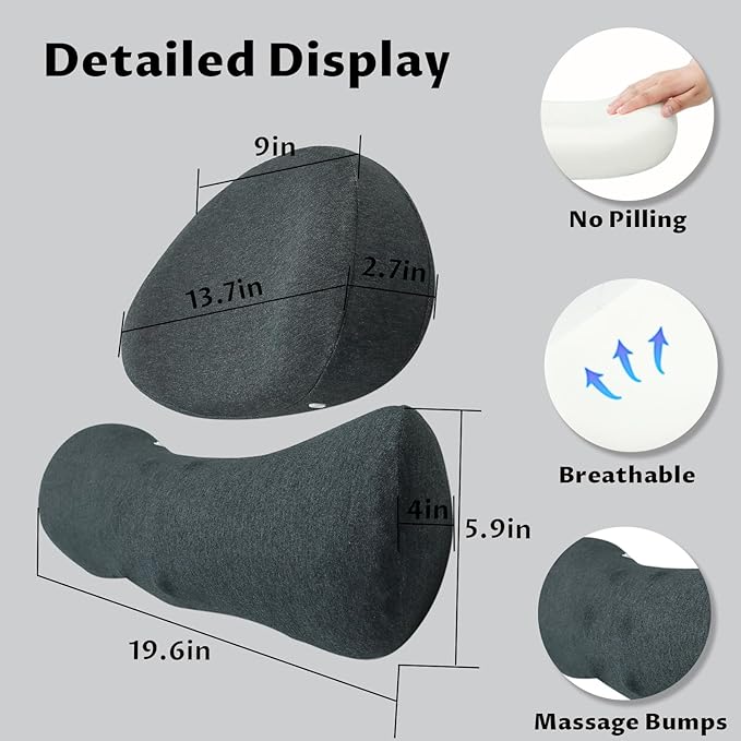 Cervical Neck Pillow Adjustable Memory Foam Pillows with Inflatable Tube, Ergonomic Contour Neck Pillow for Neck Pain Relief,Support Pillow for Side Back Stomach Sleeper