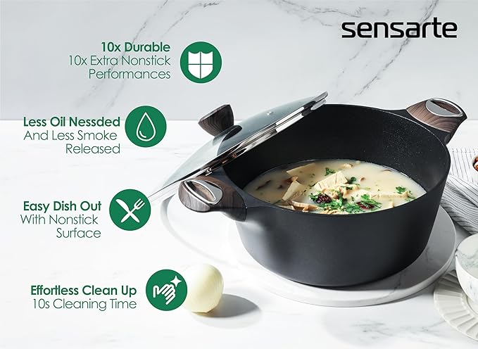SENSARTE 4Pcs Nonstick Cookware Sets, Pots and Pans Set, 1.5QT Sauce Pan with Lid & 4.5 QT Stock Pot, Non Toxic, PFOA&PFOS Free